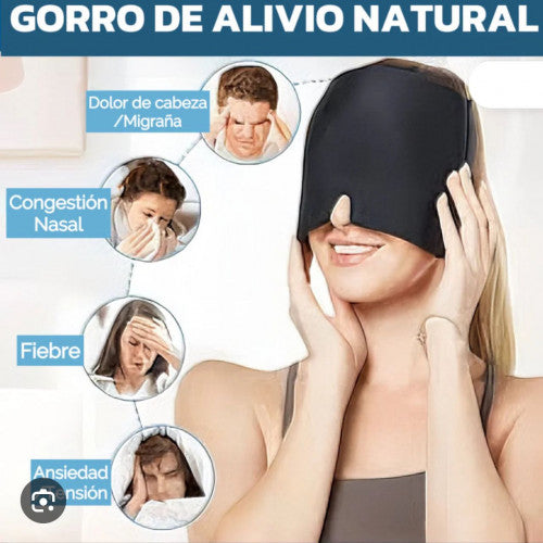 GORRO GEL PARA CURAR EL DOLOR DE CABEZA - MIGRAÑA - ANSIEDAD - CONGESTION NASAL - FIEBRE