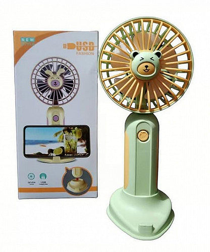 VENTILADOR PORTATIL USB Y BASE PARA CELULAR VERDE/CELESTE/ROSADO