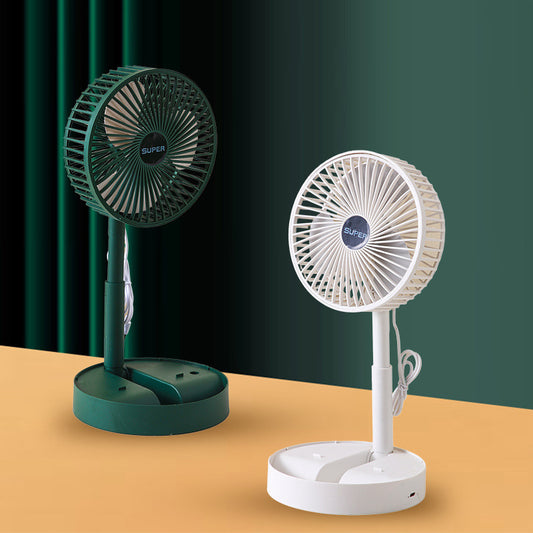 VENTILADOR DE ESCRITORIO PLEGABLE, CARGA USB, BAJO NIVEL DE RUIDO (BLANCO Y VERDE)